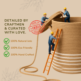 White Stripe Jute Basket - 10" X 10"