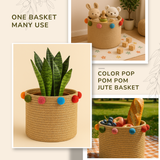 Color Pop Pom Pom Jute Basket - 10 X 10 Inch