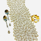 White Golden Aster Beads Table Runner - 13 X 36 Inch