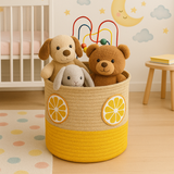 Orange Slice Yellow Jute Basket - 10 X 10 Inch