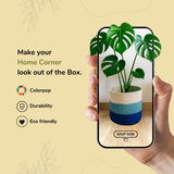 Deep Ocean Triclor Jute Basket - 10 X 10 Inch