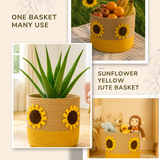 Sunflower Yellow Jute Basket - 10 X 10 Inch