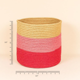 Sky is Pink Tricolor Jute basket - 10 X 10 Inch