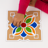 Floral Square Wooden Rangoli Stencil - 12 Inch