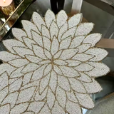 White Golden Aster Beads Table Runner - 13 X 36 Inch