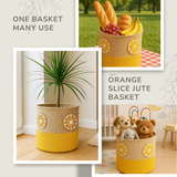 Orange Slice Yellow Jute Basket - 10 X 10 Inch