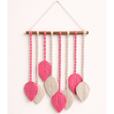 Pink & White 100% Handmade Macramé Wall Hanging - 16" X 30"