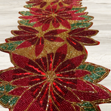 Red Flower Bead Premium Table Runner - 12 X 35
