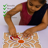 Floral Square Wooden Rangoli Stencil - 12 Inch