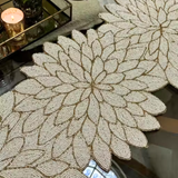 White Golden Aster Beads Table Runner - 13 X 36 Inch