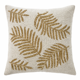 White Gold Leaf Beaded Pillow Cover (1 Unit) - 15 by 15 Inch