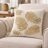 White Gold Leaf Beaded Pillow Cover (1 Unit) - 15 by 15 Inch