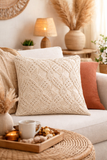 Sun & Checks 100% Macrame Cushion Cover - 16 X 16 inch
