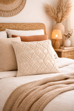 Sun & Checks 100% Macrame Cushion Cover - 16 X 16 inch
