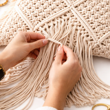 Close Knitted Handwoven Macrame Cushion Cover - 16 X 15 inch