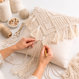 Jaal & Tassle Handwoven Macrame Cushion Cover - 16 X 16 inch