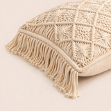 Tassle & Checks Handwoven Macrame Cover - 16 X 16 inch
