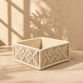 Criss & Cross Weave Handmade Macrame & Metal Storage Basket - 8 X 8 X 3.5