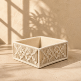 Criss & Cross Weave Handmade Macrame & Metal Storage Basket - 8 X 8 X 3.5