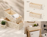 Set of 2 : Leaf Weave Handmade Macrame & Metal Storage Basket (Cream)