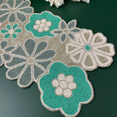 Silver Blue Bead Premium Table Runner - 13 X 36 inch