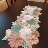 Pastel Floral Premium Bead Table Runner - 13 X 36 Inch
