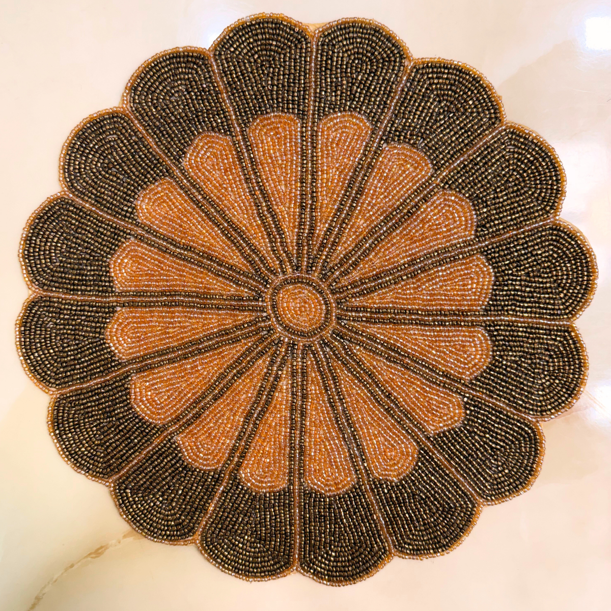 Copper Gold Flower Table Placement (Set of 2)- 12 Inch