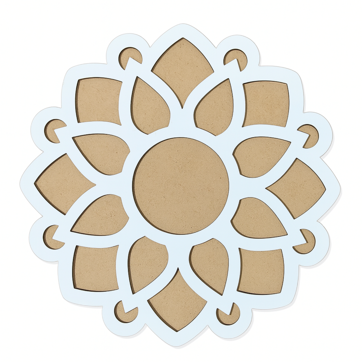 Sunflower Wooden Rangoli Stencil - 12 Inch