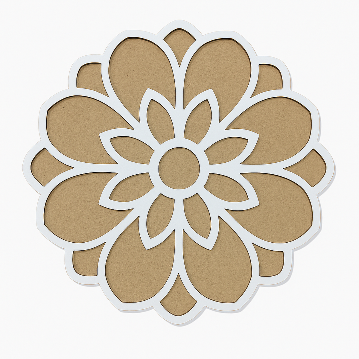 Daisy Round Wooden Rangoli Stencil - 16 Inch