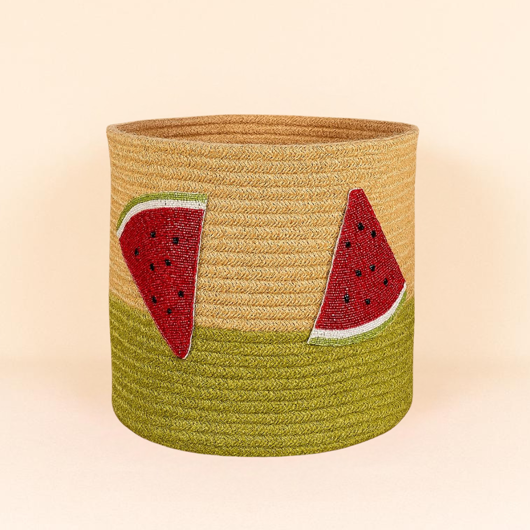 Watermelon Slice Jute Basket - 10 X 10 Inch