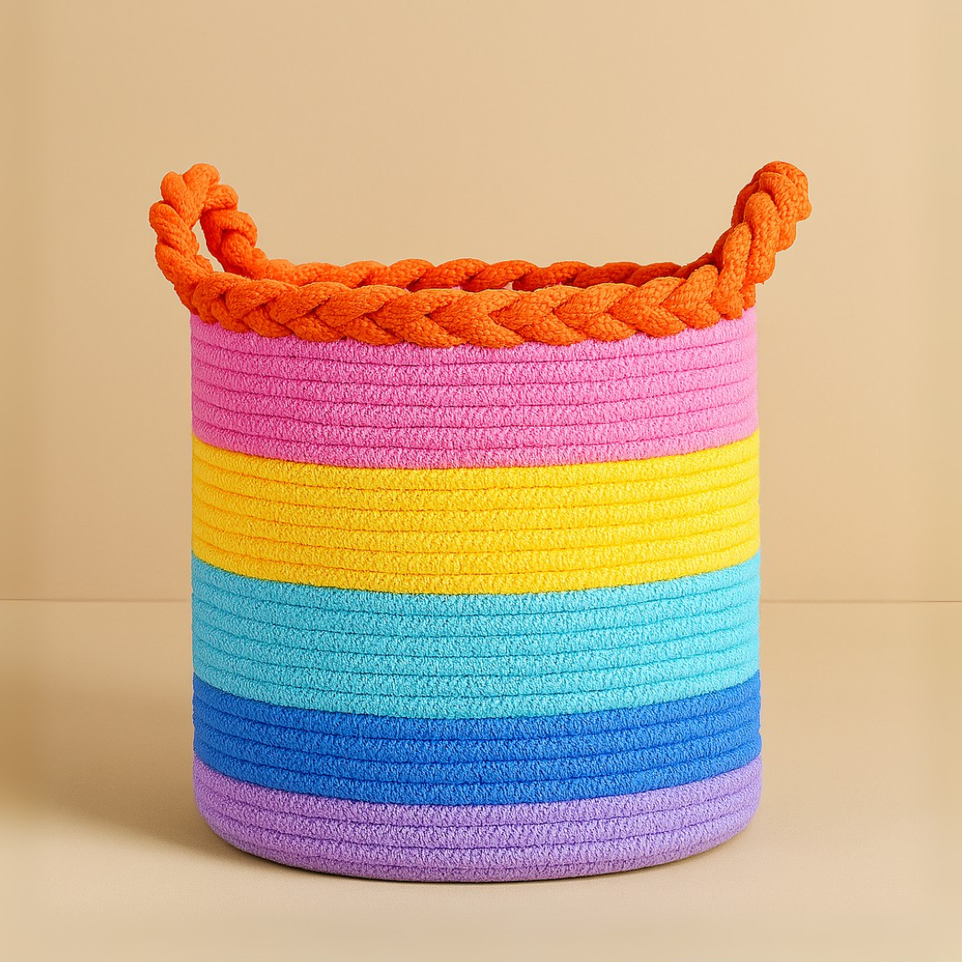 Multicolor Cotton Thread Basket - 10 X 10 Inch