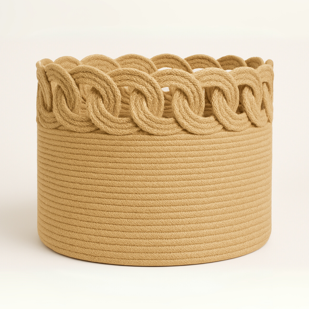 Infinity Loop Jute Basket - 12 X 14 Inch