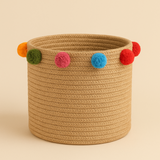 Color Pop Pom Pom Jute Basket - 10 X 10 Inch