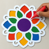 Sunflower Wooden Rangoli Stencil - 12 Inch