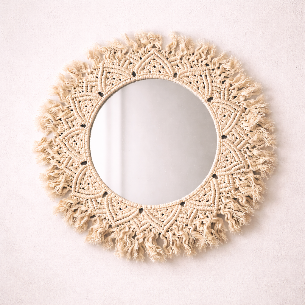 Mirror-Mirror on the Wall - 100% Handmade Macrame Wall Hanging - 16"