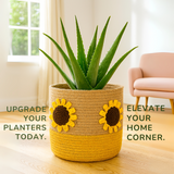 Sunflower Yellow Jute Basket - 10 X 10 Inch