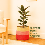 Sky is Pink Tricolor Jute basket - 10 X 10 Inch