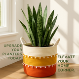 White Pom pom Tricolor Basket - 10 X 10 Inch