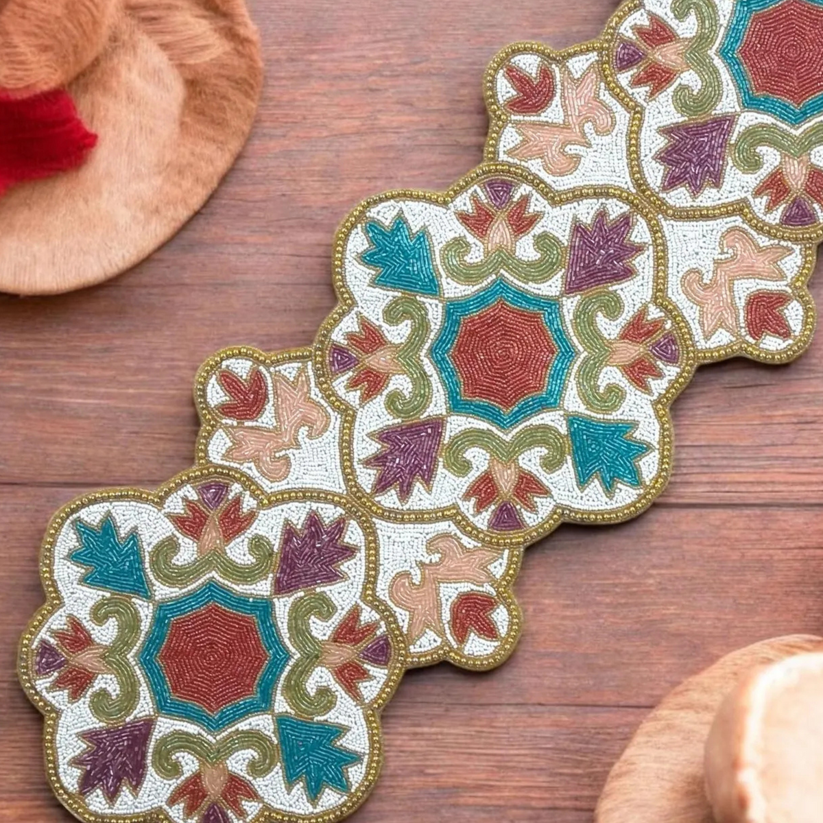 Multicolor Premium Bead Table Runner - 13 X 36 Inch