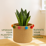 Color Pop Pom Pom Jute Basket - 10 X 10 Inch