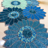 Blue Sunflower Beads Table Runner - 13 X 36 Inch