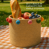 Color Pop Pom Pom Jute Basket - 10 X 10 Inch