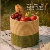 The Green Two Tone Jute Basket - 10 X 10 Inch