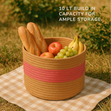 The Pink Two Tone Jute Basket - 10 X 10 Inch