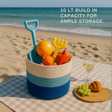 Deep Ocean Triclor Jute Basket - 10 X 10 Inch