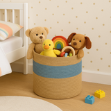 The Blue Two Tone Jute Basket - 10 X 10 Inch