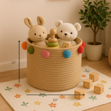 Color Pop Pom Pom Jute Basket - 10 X 10 Inch