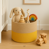 Lemon Yellow Two Tone Jute Basket - 10 X 10 Inch