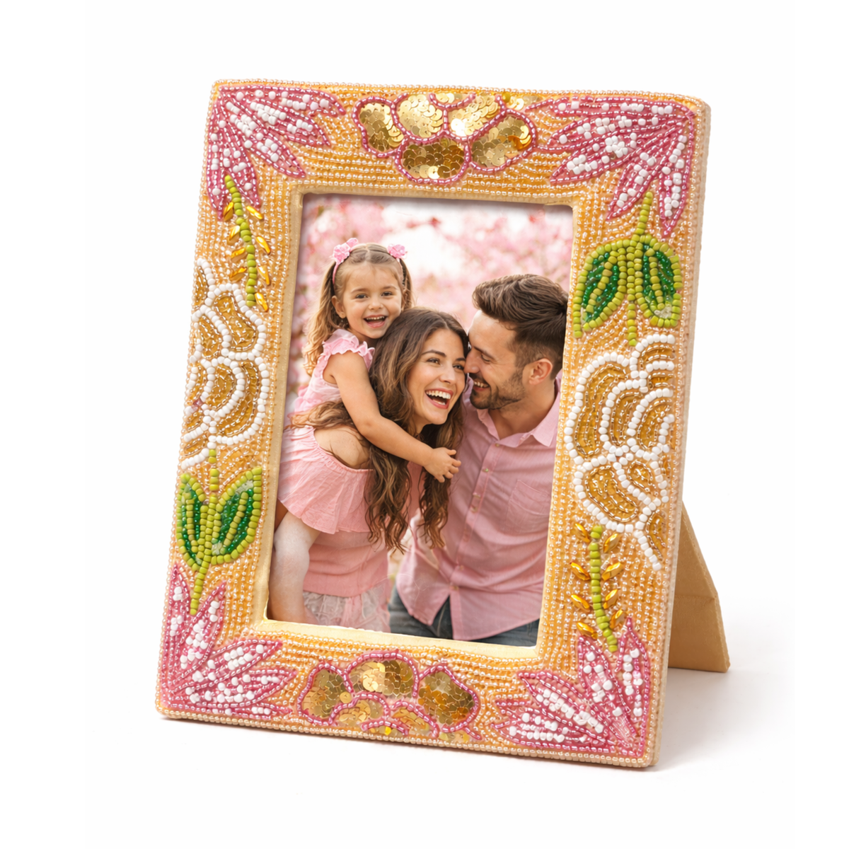 The Golden Dream!               Premium Hand Beaded Photo Frame - 10 X 8 Inch