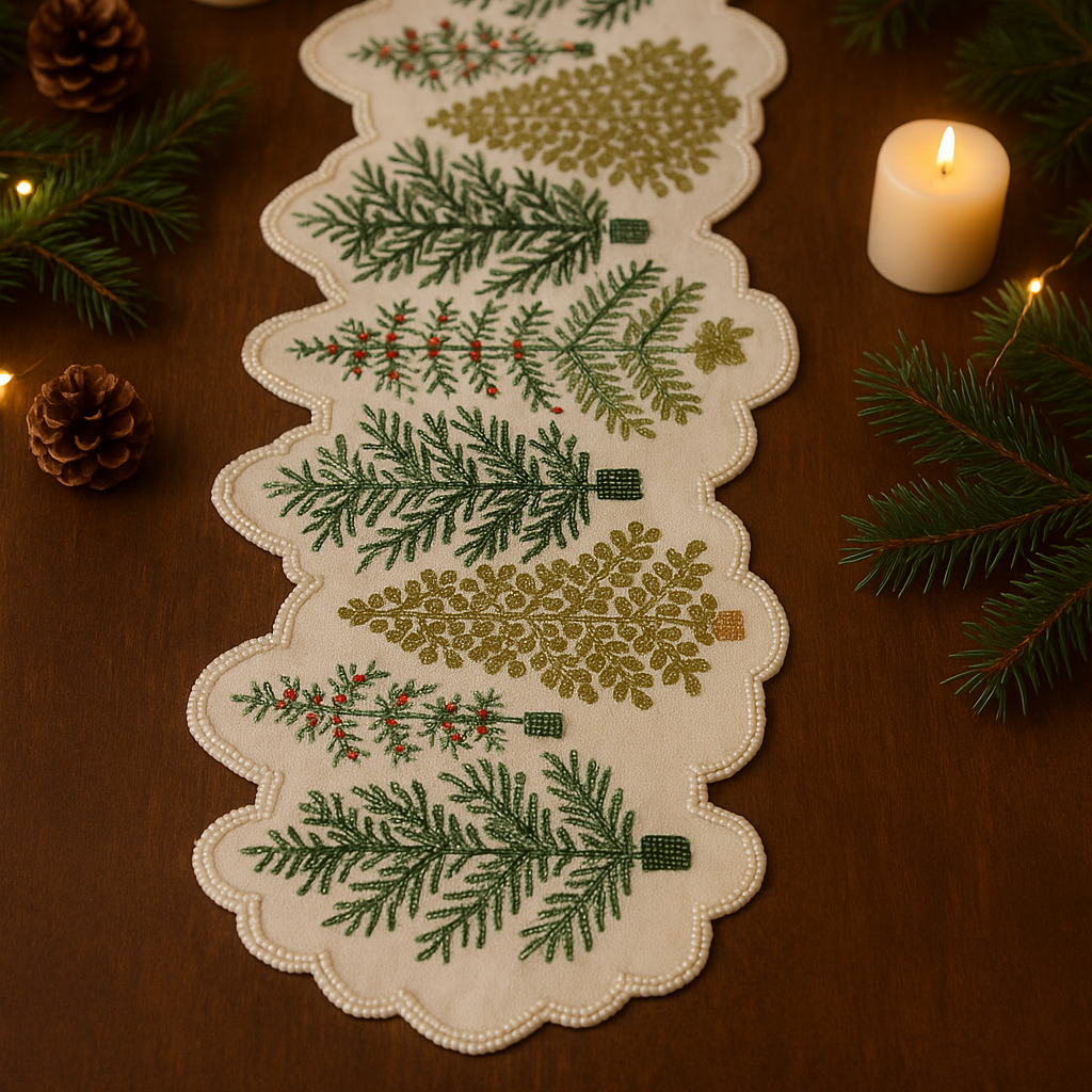 Carnival Embroidery & Beads Table Runner - 13 X 36 Inch